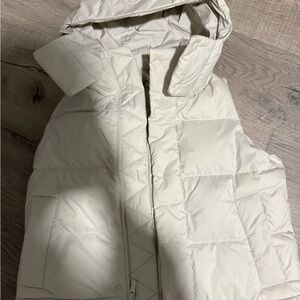 Lululemon Athletica Cream Hooded Puffer Vest